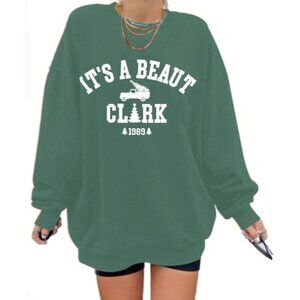 Oversized Christmas Sweatshirt Women Crewneck Pullover Holiday Casual Top
